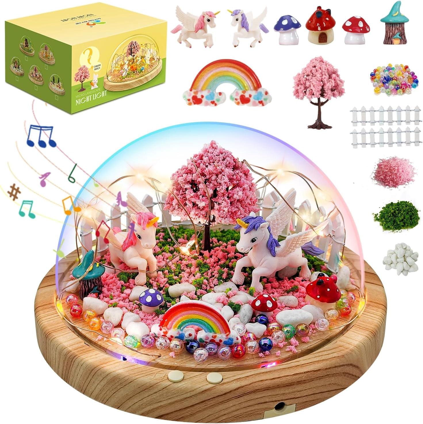 KOMI Make Your Own Night Light with Music, Unicorn DIY Kits for Girls Night Light USB Upgrade Edition Unicorn Toys, Arts and Crafts Lamp Project for Girls, Gifts for 4 5 6 7 8 9 10 Year Old Girl