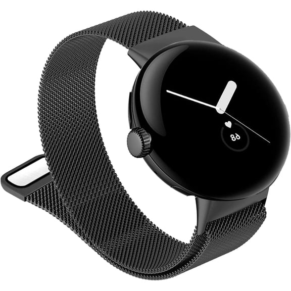 KOMI Mesh Loop Bands Compatible with Google Pixel Watch 3 Band 41mm/Pixel Watch 2/Pixel Watch Band, Magnetic Metal Adjustable Stainless Steel Wristbands Replacement Straps Women Men, Black