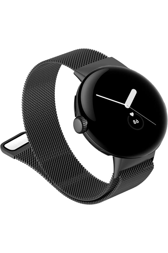 Mesh Loop Bands Compatible with Google Pixel Watch 3 Band 41mm/Pixel Watch 2/Pixel Watch Band, Magnetic Metal Adjustable Stainless Steel Wristbands Replacement Straps Women Men, Black