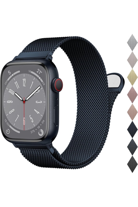 Metal Band Compatible with Apple Watch Band 40mm 38mm 41mm 45mm 44mm 42mm 49mm for Women Men, Stainless Steel Milanese Mesh Loop Magnetic Wristbands for iWatch Series 9 8 7 6 5 4 3 2 1 SE Ultra