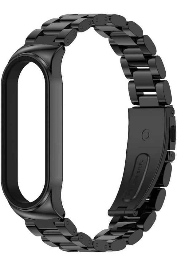 Mi Band 7 Watch Band - Metal Stainless Steel Replacement Strap Compatible for Xiaomi Mi Band 7 Tracker smartwatch(Black)