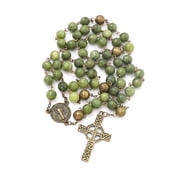 KOMI Natural Southern Jade Rosary Necklace Handmade 8mm Stone Rosary Beads Catholic Gifts