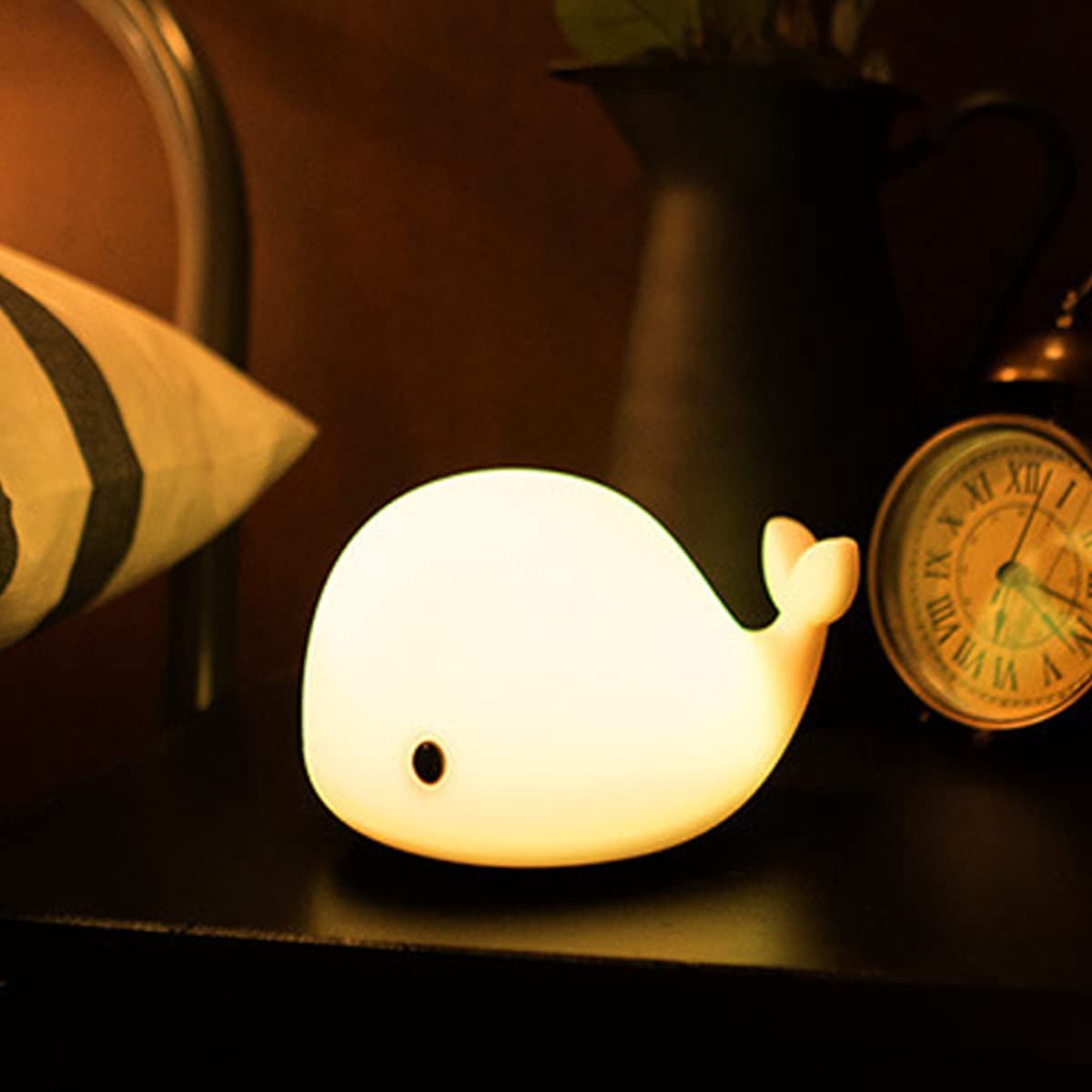 KOMI Night Light for Kids,Cute Silicone Nursery Dolphin Lamp for Baby and Toddler,Animal NightLight for Boys and Girls,Squishy Night Lamp for Bedroom,Kawaii Bedside Lamp for Kids Room (Dolphin)