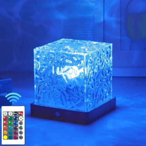 KOMI Northern Lights Projector, Water Lamp with Remote and Touch Control, Crystal Lamp with 16-Color, Luminorthe Cube Lamp, Ocean Lamp with Wave and Aurora Effects for Room Decor and Mood Lighting