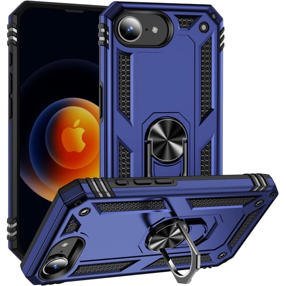 KOMI Phone Case Compatible with iPhone 16E Case, Military Grade Drop Protection Cover 360 Shockproof Heavy Duty Hard Bumper Rugged Mobile Phone Cases with Kickstand for iPhone 16E 2025 Protection Blue