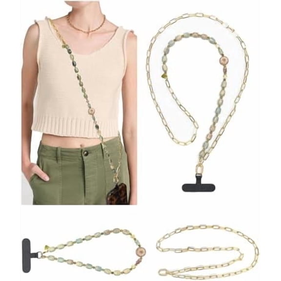 KOMI Phone Crossbody Lanyard with Acrylic Beads and Tether Tab