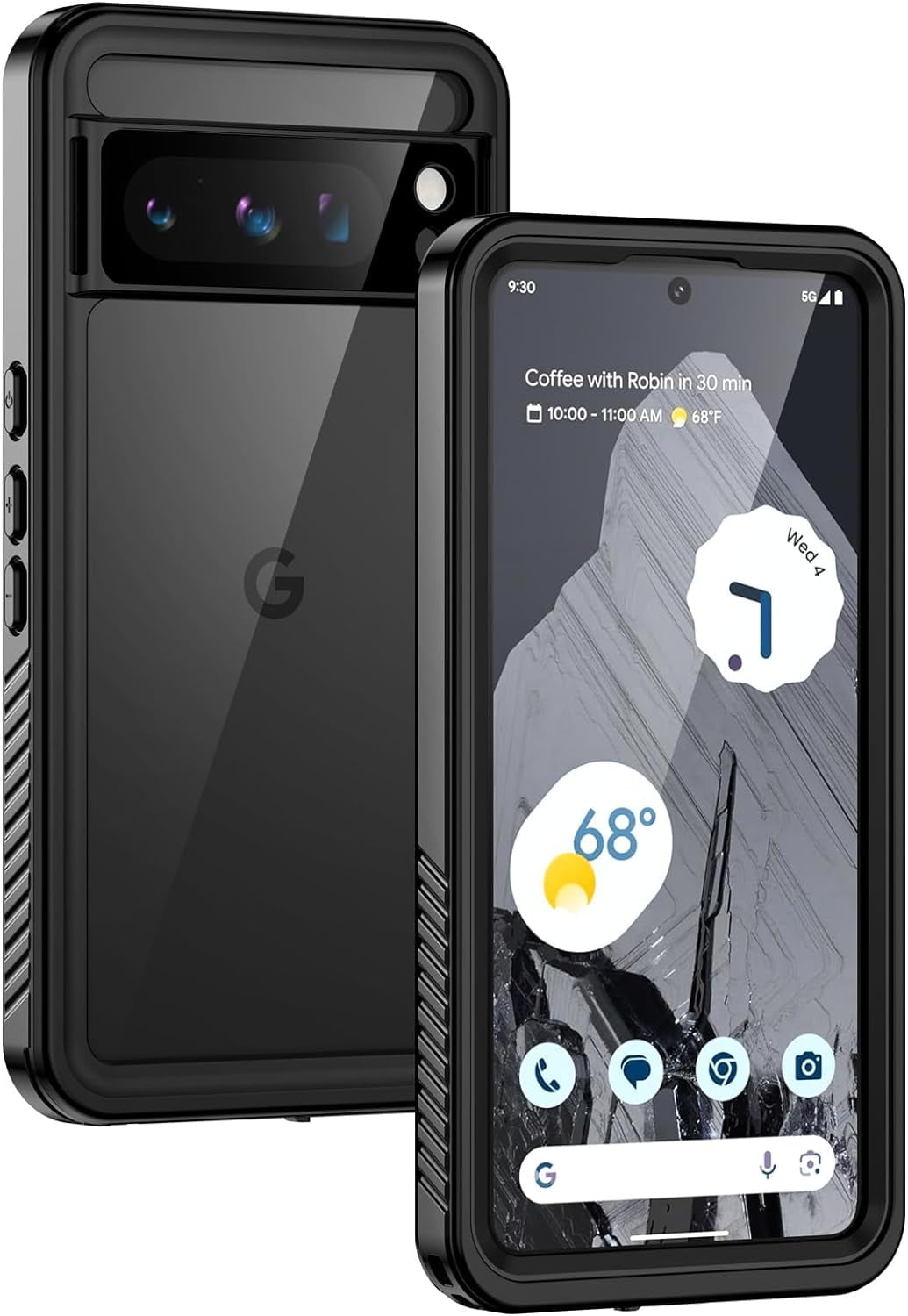 KOMI Pixel 8 Pro Case, IP68 Waterproof Dustproof Case with Built-in Screen Protector, Rugged Full Body Shockproof Protective Clear Cover for Google Pixel 8 Pro, Black