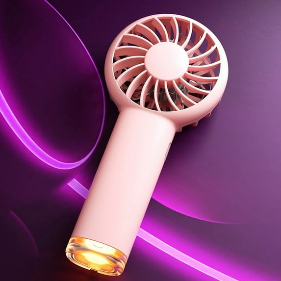 KOMI Portable Handheld Fan, Battery Operated Fan with Base, 8 Hours, Digital Display, 5 Speeds, 90° Ajustable, Rechargeable Mini Fan for Outdoor Indoor Pink