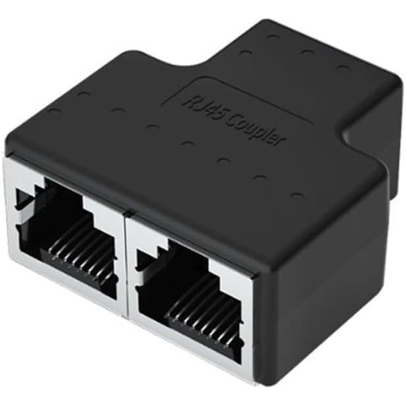 KOMI RJ45 Ethernet Splitter Adapter,Ethernet Cable Splitter,Through Head/Tee Head/One to Two Extension/Tee-head Connection Network Splitter Adapter (Tee-head Black)