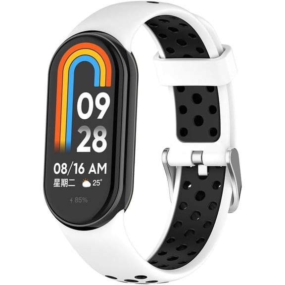 KOMI Replacement Soft & Flexible Silicone Watch Bands Compatible with Xiaomi Mi Band 8 & Band 8 NFC Smartwatch Adjustable Strap Sport Wristband Bracelet for Women Men White