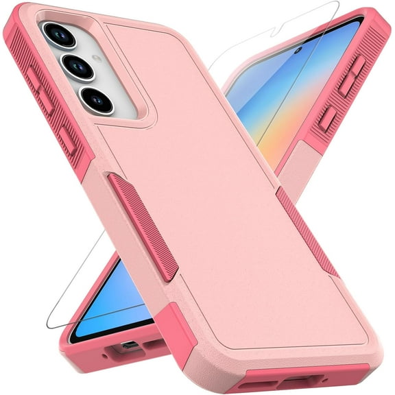 KOMI for Samsung Galaxy A35 5G Case: Dual Layer Protective Heavy Duty Cell Phone Cover Shockproof Rugged with Screen Protector - Military Protection Bumper Tough - Samsung Galaxy A35 5G 2024, Pink