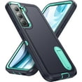 thumbnail image 1 of KOMI for Samsung Galaxy S22 Case for Samsung S22 Phone Case with Built in Kickstand,Shockproof/Dustproof/Drop Proof Military Grade Protective Cover for Galaxy S22 5G 6.1 inch Dark Blue/Aqua Blue, 1 of 8