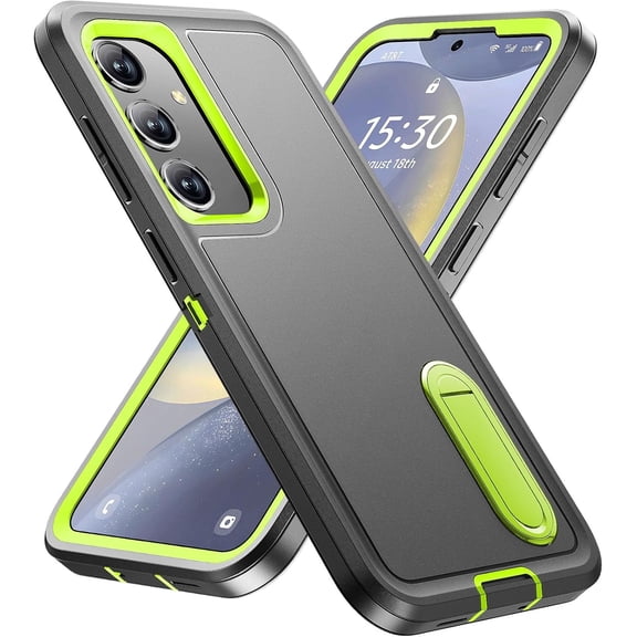 KOMI for Samsung Galaxy S24 Case, Samsung S24 Phone Case with Built in Kickstand, Shockproof/Dustproof/Drop Proof Military Grade Protective Cover for Galaxy S24 6.1 inch Grey/Green