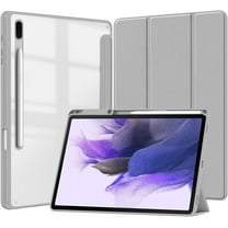 KOMI Samsung Galaxy Tab S7 FE 2021/S7 Plus 2020 ultra-thin tablet case 12.4 inches, transparent back case, shock-proof transparent triple fold case, with S pen holder, automatic wake up/sleep