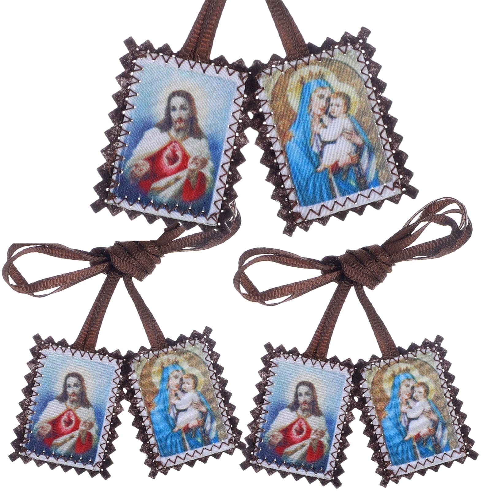 KOMI 3 Pack Bulk Scapulars Sacred Heart of Jesus with Our Lady Mt ...