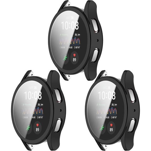 KOMI Screen Protector 3Pack Compatible with Samsung Galaxy Watch 7 44mm Case TPU Soft Watch Face Cover Full Protection (Black,Black,Black)