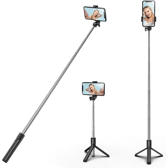 KOMI Selfie Stick, 40 inch Extendable and Portable Stable Selfie Stick Tripod with Wireless Remote Shutter Compatible with All Cellphones for Selfies, Live Streaming, Video Recording, Black