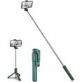 thumbnail image 1 of KOMI Selfie Stick, Extendable Selfie Stick Tripod with Wireless Remote and Flexible Tripod Stand Group Selfies, Live Streaming, Video Recording Compatible with All Cellphones, Green, 1 of 9