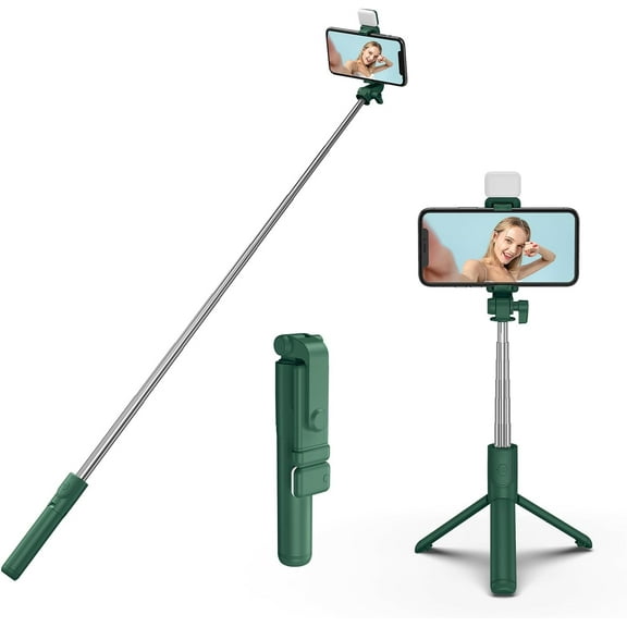KOMI Selfie Stick with Tripod Stand and Wireless Remote, Compatible with Phones, Live Streaming and Photography (Pink)