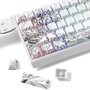 KOMI Shine Through Keycaps Set,PBT White keycap,Side Printed,Custom keycaps 75 Percent Cherry Profile,Double Shot keycap for Gateron MX Switches Machine Keyboard Wave of Kanagawa only keycaps