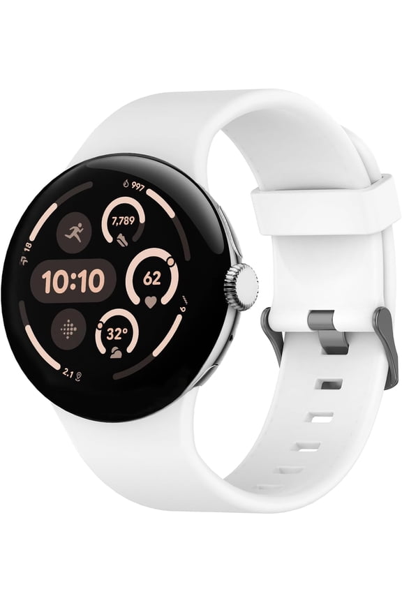 Silicone Band for Google Pixel Watch 3 45mm Bands - Sports Straps for Google Pixel Watch 3 45mm Bands Waterproof Durable White