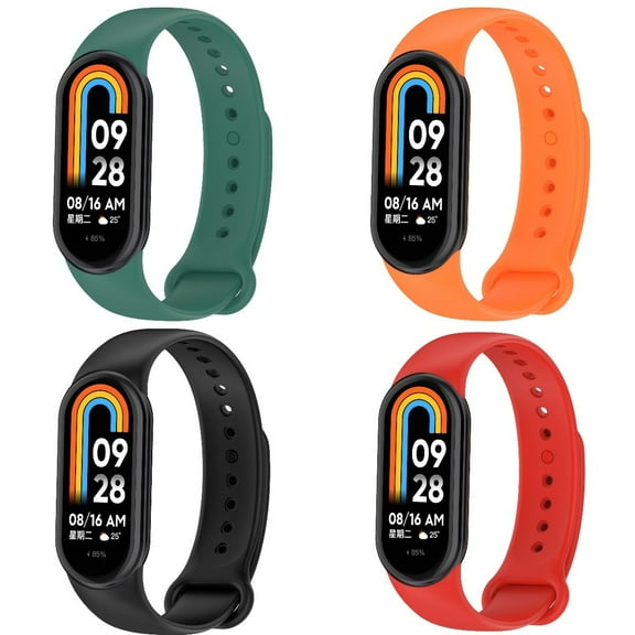 KOMI Silicone Bands for Xiaomi Mi Band 8, 4 Pack Soft Rubber Watch Straps for Xiaomi Smart Band 8, Adjustable Breathable Replacement Wristbands for Women Men, Multicolor