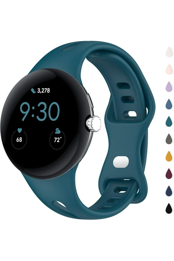 Slim Bands Compatible with Google Pixel Watch 3 (41mm)/Pixel Watch 2 1, Adjustable Breathable Soft Silicone Sport Replacement Watch Band Straps Wristbands Bracelet for Google Pixel Watch