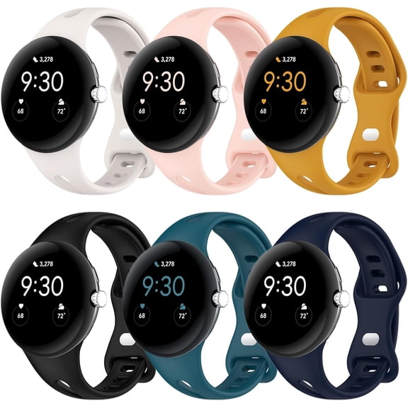 KOMI Slim Bands Compatible with Google Pixel Watch 3 (41mm)/Pixel Watch 2 1, Adjustable Breathable Soft Silicone Sport Replacement Watch Band Straps Wristbands Bracelet for Google Pixel Watch