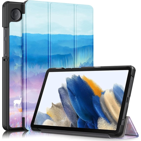 KOMI Slim case for Galaxy Tab A9(2023 Model: SM-X110/X115/X117) Smart flip Leather case 3-fold Stand Function Hard PC Back Cover for Galaxy Tab A9 8.7 inch