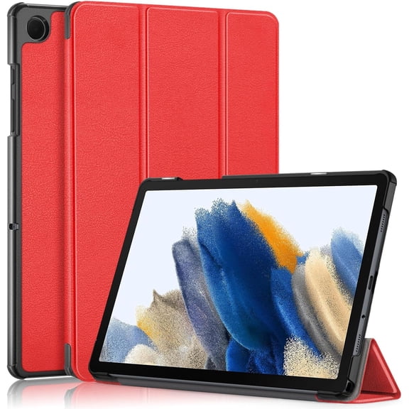 KOMI Slim case for Galaxy Tab A9+ A9 Plus（2023 Model: SM-X210/X215/X216） Smart flip Leather case 3-fold Stand Function Hard PC Back Cover Red