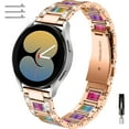 thumbnail image 1 of KOMI Sparkling Band Compatible Samsung Galaxy Watch 7/6/5/4 FE 40mm 44mm Classic 43mm 47mm/Classic 42mm 46mm/Active 2 Watch Bands Resin,20mm Stainless Steel Bracelet Band for Galaxy Watch 3 41mm/42mm, 1 of 7
