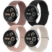 KOMI Stretchy Band Compatible with Google Pixel Watch 3 41mm Band for Women Men,for Google Pixel Watch 2 Band/Pixel Watch Band,Soft Nylon Sport Strap for Pixel Watch 3 Accessories,4 Pack