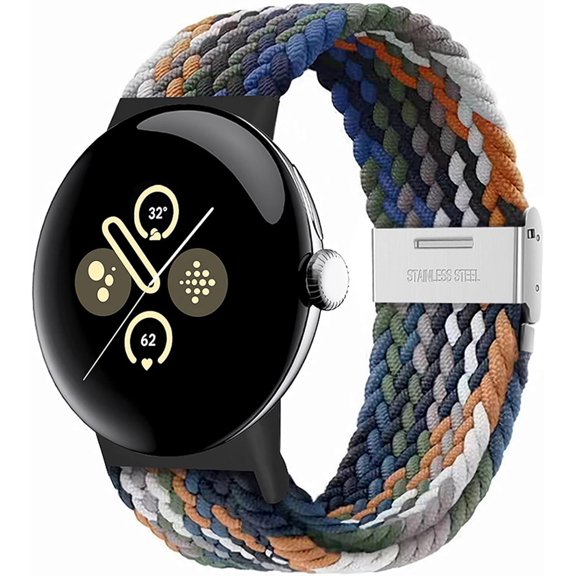KOMI Stretchy Braided Bands Compatible with Google Pixel Watch 3 41mm/Pixel Watch 2/1, Adjustable Elastic Nylon Woven Breathable Sport Loop Straps for Google Pixel Watch Wristbands Women Men Cowboy
