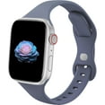 thumbnail image 1 of KOMI Thin Silicone Band Compatible with Apple Watch 41mm 38mm 40mm 45mm 42mm 44mm,Slim Narrow Replacement Sport Strap Wristband for iWatch Series SE 9 8 7 6 5 4 3 2 1 Women Men, Blue Grey, 1 of 8
