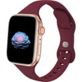 thumbnail image 1 of KOMI Thin Silicone Band Compatible with Apple Watch 41mm 38mm 40mm 45mm 42mm 44mm,Slim Narrow Replacement Sport Strap Wristband for iWatch Series SE 9 8 7 6 5 4 3 2 1 Women Men, Burgundy, 1 of 8