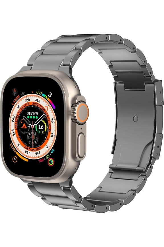 Titanium Band CompatibleTitanium Band Compatible with Apple Watch Band 49mm 45mm 44mm 42mm iWatch Ultra2 Ultra SE 2 SE Series 9 8 7 6 5 4 3 2 1, Titanium Replacement Watch Band with Folding Clasp