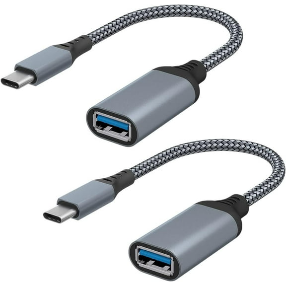 KOMI USB C to USB Adapter, 2 Pack USB C Male to USB 3.0 Female Adapter, Thunderbolt 3 to USB Female Adapter OTG Compatible with MacBook, iPad Pro, Galaxy, Type C Devices, Space Grey