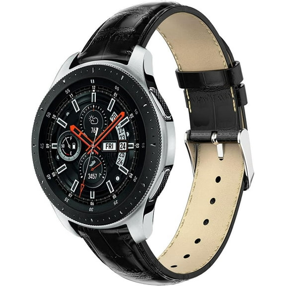 KOMI Watch Band 12mm~24mm Replacement Belt Genuine Leather Smart Watch Band Quick Release Men's Women's Elegant Crocodile Skin Pattern Durable Waterproof Leather Band Watch Band Black