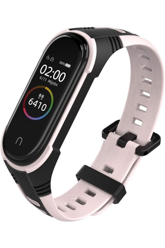 Watch Band Compatible with Xiaomi Mi Band 8 / Mi Band 7 6 5 / Mi Band 4 3, Replacement Silicone Strap for Mi Band 8 7 6 5 4 3 Smartwatch Women Men Black-Pink
