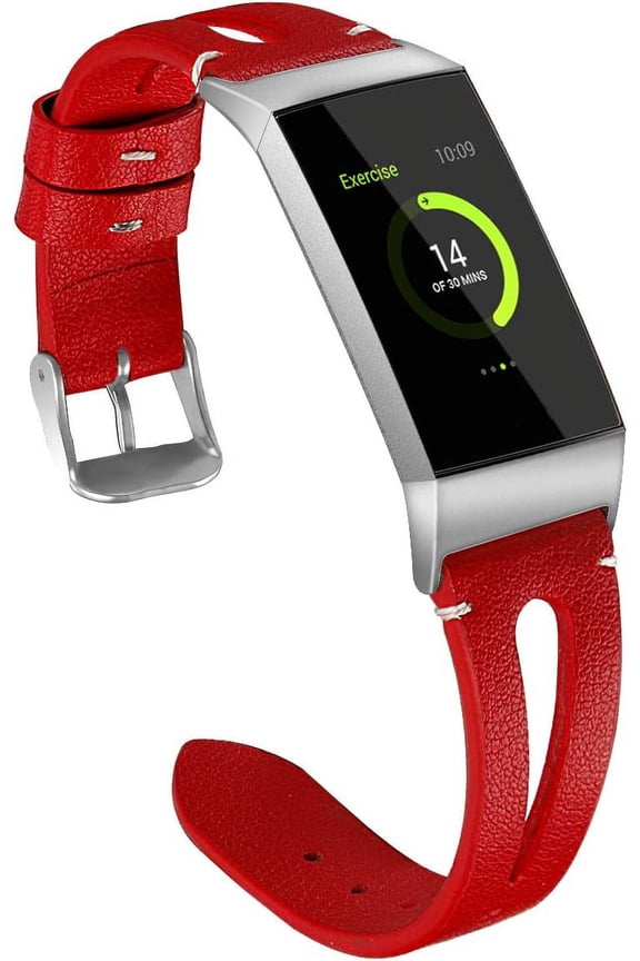 Watch Bands Compatible with Fitbit Charge 4 / Charge 3 / Charge 3 SE, Slim Genuine Leather Band Replacement Accessories Strap Women Man