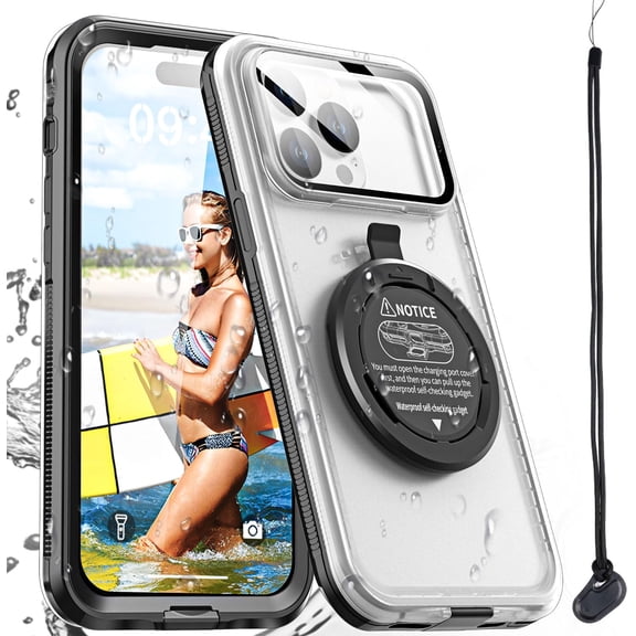 KOMI Waterproof Phone Case,Universal Self-Check Function Underwater Pouch Dry Bag Beach Travel Essentials Tech Gadgets Floating Shower Snorkeling for iPhone 15 14 13 12 X/XS/Se/Mini for 6.1"