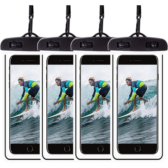 KOMI Waterproof Phone Pouch 4Pack, Floating Underwater Phone Case Dry Bag Lanyard Universal IPX8 for iPhone 15 14 13 Pro Max Plus Samsung Galaxy S24 Ultra/S23+/S22/S21 Pixel Swimming Snorkeling