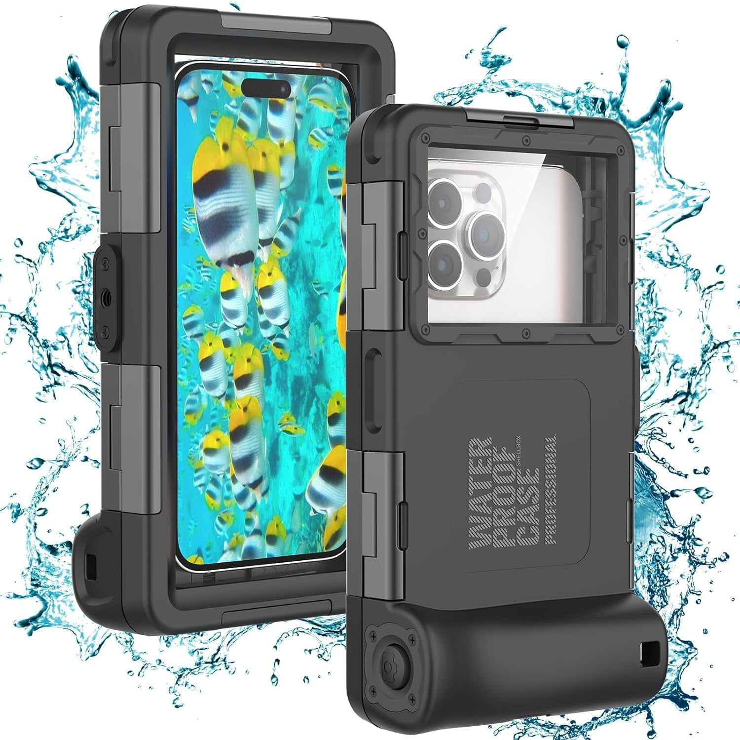 KOMI Waterproof Underwater Snorkeling Phone Case for iPhone 14/13/12/11 Pro Max Mini Xr/X/Xs/Samsung Galaxy Note10/9/8/S10/9/8 Ultra Plus Professional (Second Diving case, Black)