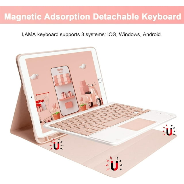 KOMI Wireless Keyboard Case with Mouse for iPad 10.2" 9th 8th 7th Generation, Detachable Bluetooth Keyboard with Pencil Holder for iPad 10.2 Inch/iPad Air 10.5"(3rd Gen)/iPad Pro 10.5 in