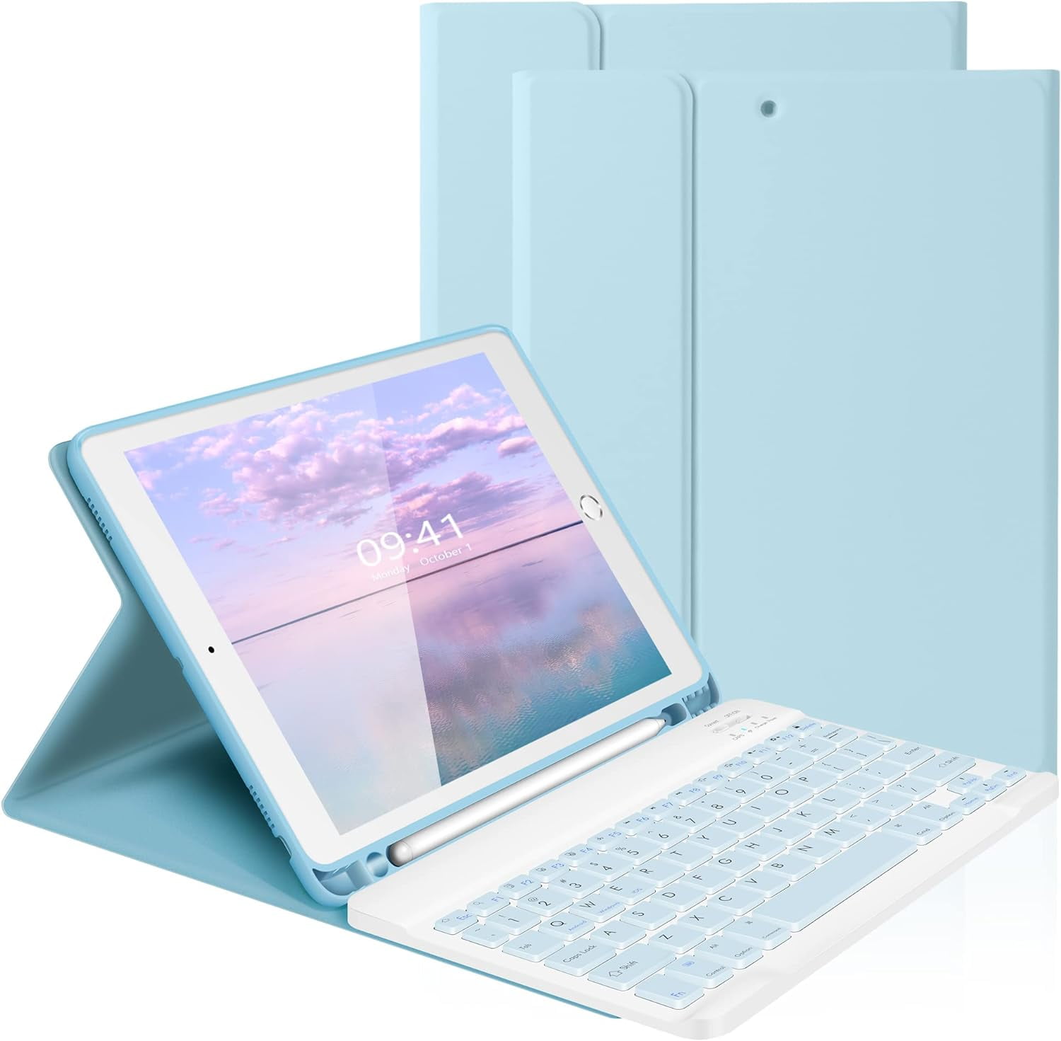 KOMI Wireless Keyboard Case for iPad 10.2" 9th 8th 7th Generation, Detachable Bluetooth Keyboard with Pencil Holder for iPad 10.2 Inch/iPad Air 10.5"(3rd Gen)/iPad Pro 10.5 in, Blue