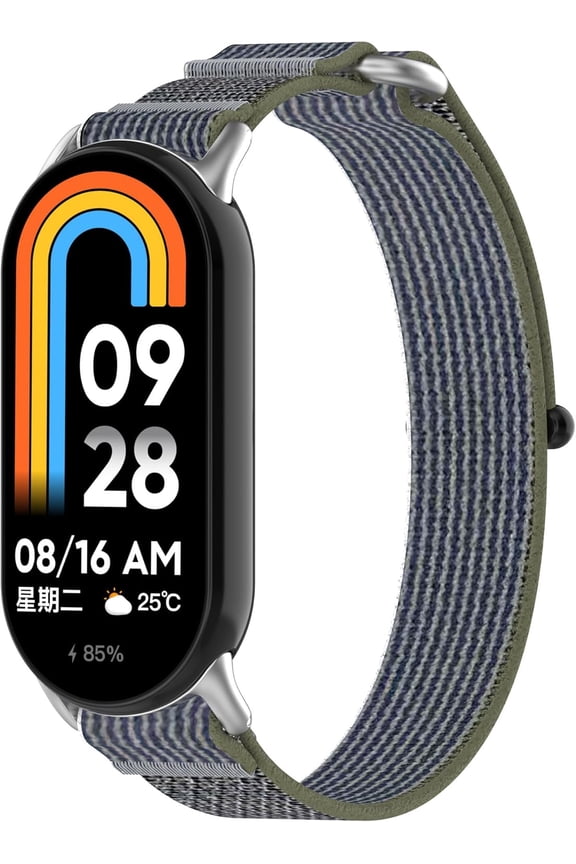 Woven Band Fit for Xiaomi Smart Band 8/8 NFC/9/9 NFC, Nylon Fabric Breathable Replacement Watch Bands Wristbands Straps Bracelet Accessory for Xiaomi Smart Band 9 Men Women Gray