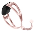 thumbnail image 1 of KOMI applies fitbit inspire hr Metal wristband Stainless Steel diamond-inlaid hollow-out D-chain adjustment strap, D-curve adjustment chain B - Rose powder,5.5-8.1 inches,21 grams, zinc alloy, 1 of 5