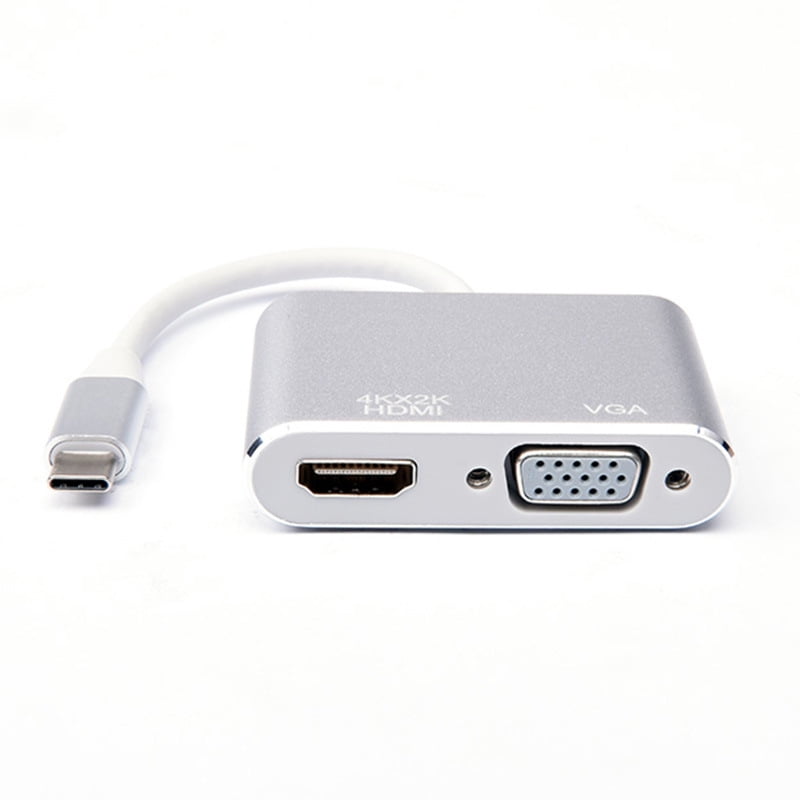 KOMI cross-border type-c To HDMI +VGA laptop extended projection screen display 4K video multi-port adapter, USB3.1type-c video cable, USB3.1 Type-c to HDMI mother +VGA mother frequency adapter