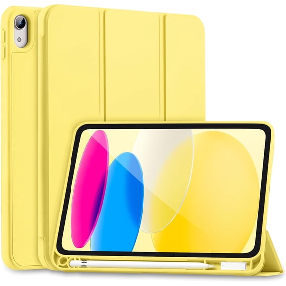 KOMI for iPad 10th Generation Case 2022 with Pencil Holder, iPad 10.9 Inch Case [Support Touch ID] Flexible TPU Back Shell Smart Trifold Stand Protective Cover, Auto Wake/Sleep