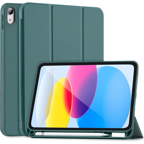 KOMI for iPad 10th Generation Case 2022 with Pencil Holder, iPad 10.9 Inch Case [Support Touch ID] Flexible TPU Back Shell Smart Trifold Stand Protective Cover, Auto Wake/Sleep